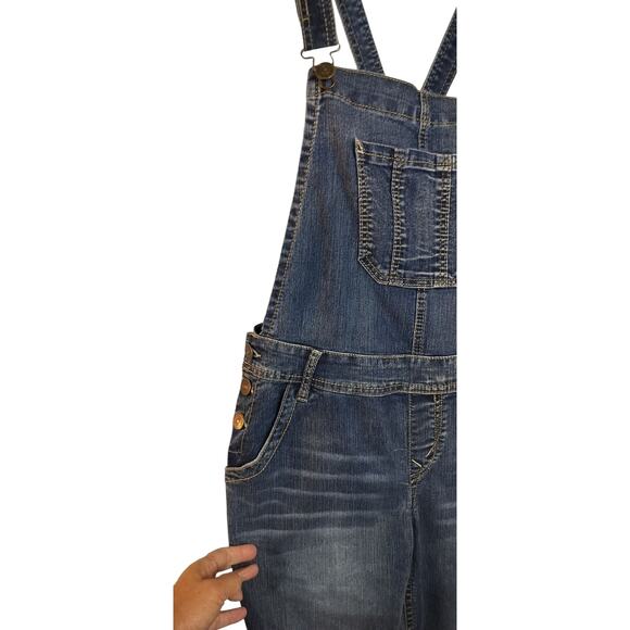 4002) Wallflower Bibs Icy Blue Denim Overall Crisscross (JR) Large - Picture 4 of 9